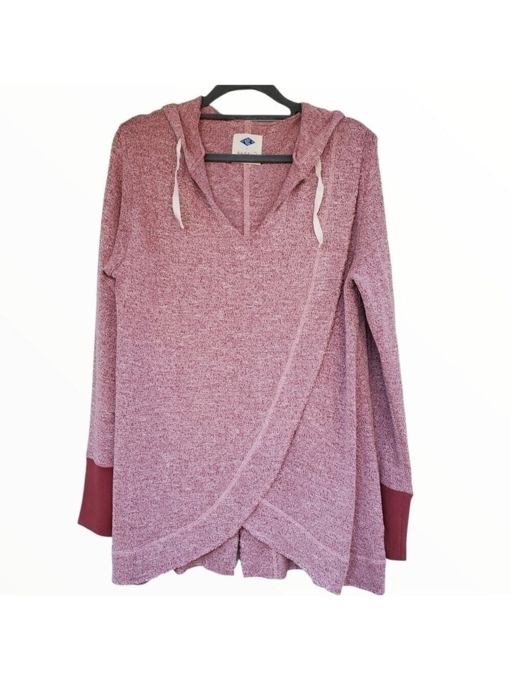 Wild Blue XL Sadie Robertson burgundy heathered knit long sleeve hooded tunic
